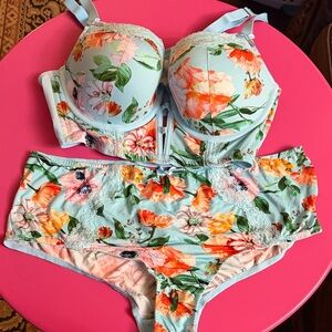 Lane Bryant Cacique longline bra 38D Boost Balconette and panty size 18/20